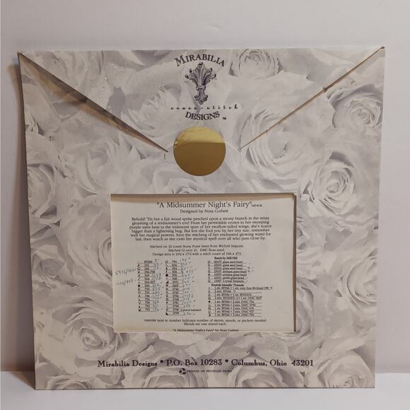 Mirabilia Midsummer Nights Fairy Cross Stitch Pattern with Linen Beads Kreinik - Picture 3 of 9